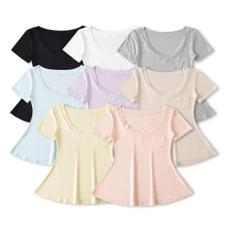 V-Neck Pocket Waist-Cinched Short Sleeve T-Shirt 5
