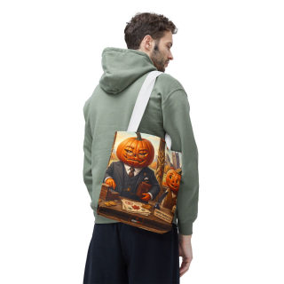 Pumpkin Head Businessmen Tote Bag | Halloween Pumpkin City Illustration 82