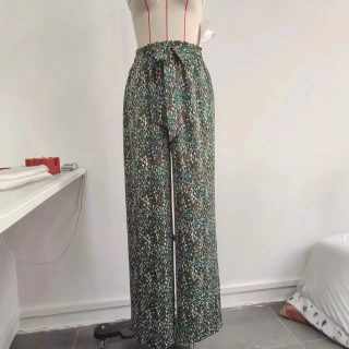 Women's Floral Bow-Tie High-Waisted Pants 3