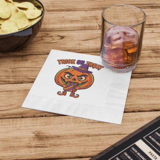 Jack-o'-Lantern Trick or Treat Napkins | Halloween Paper Cocktail Napkins 10