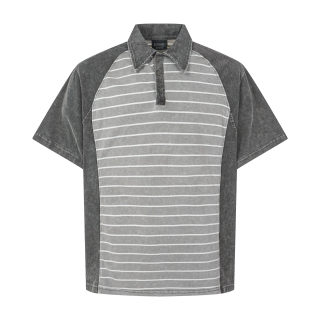 Striped Patchwork Lapel Shirt | Men's