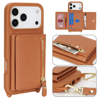 Phone case — multifunctional zip wallet case, fits iPhone 17 and 14 Pro