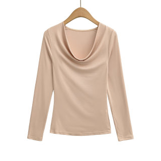 Swing Collar Pleated Slim Fit Long Sleeve Top 5