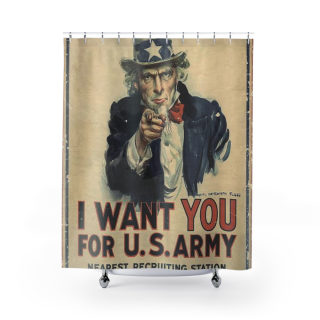 Uncle Sam I Want You shower curtain | Vintage WWI recruitment poster 2