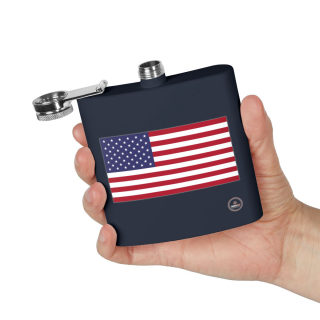 American flag flask, stainless steel 6oz