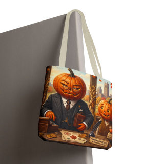 Pumpkin Head Businessmen Tote Bag | Halloween Pumpkin City Illustration 113