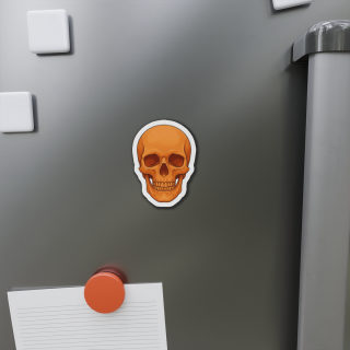 Orange Skull Die-Cut Magnet | Halloween Skull Refrigerator Magnet 3