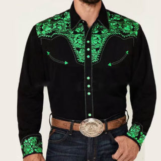 Vintage Print Cardigan Polo Collar Shirt | Men's Spring Autumn Casual