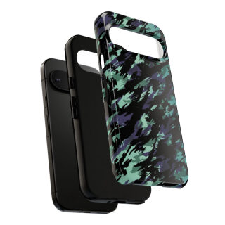 Teal Black Abstract Camo Phone Case 157