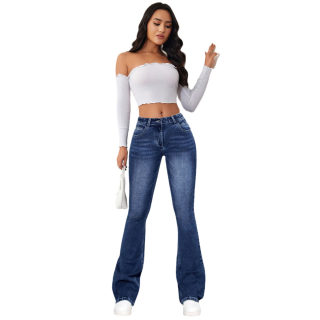 Washed Slim-Fit Flared Jeans for Office Wear 5