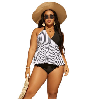 Plus Size Striped bikini set 5