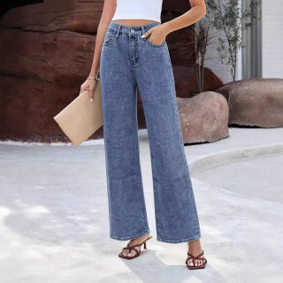 Women's Slimming Straight Jeans with Heart Pocket Design 2