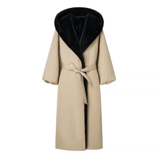 Women's Classic Long Faux Fur Hooded Cotton Coat 4