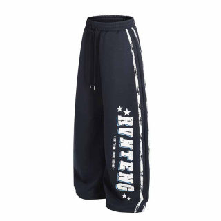 Vintage Stripe Letter Print Wide Leg Sweatpants 2