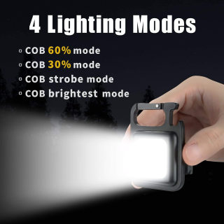 Mini COB Rechargeable Work Light with Magnet, Keychain Style