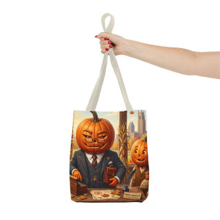 Pumpkin Head Businessmen Tote Bag | Halloween Pumpkin City Illustration 55
