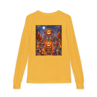 Jack-O'-Lantern Halloween Street Scene Long Sleeve Kids Tee 17