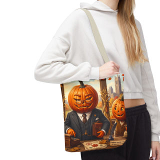 Pumpkin Head Businessmen Tote Bag | Halloween Pumpkin City Illustration 99