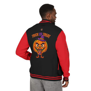 Trick or Treat Jack-o'-Lantern Letterman Jacket | Halloween Varsity Jacket 84