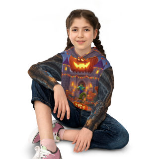 Jack-o'-Lantern Haunted Castle Kids Hoodie 7