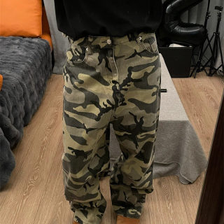 Camouflage Casual Wide Leg Washed Workwear Jeans | Men's