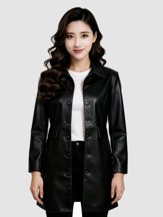 PU Mid-Length Lapel Slim Fit Jacket 6