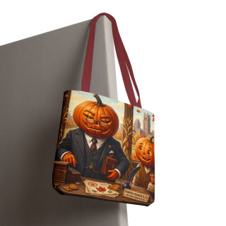 Pumpkin Head Businessmen Tote Bag | Halloween Pumpkin City Illustration 95