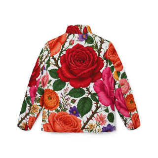 Vintage Rose Floral Puffer Jacket | All-Over Print 3