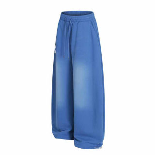 Retro Blue Wide Leg Sweatpants | Washed Gradient Drawstring 3
