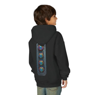 Glowing Cyber Pumpkin Kids Hoodie 67