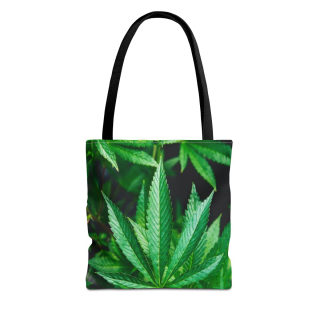 Green Cannabis Leaf Tote Bag | All-Over Print Hemp Plant Design 16