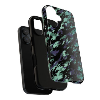 Teal Black Abstract Camo Phone Case 152