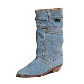 Low Heel Denim Casual Cowboy Boots for Women | Autumn/Winter 6