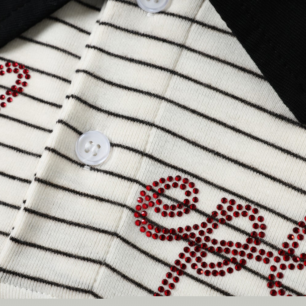 Striped Rhinestone Polo Shirt 3