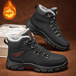 Winter Warm Fleece-Lined High-Top Hiking Snow Boots for Men 6
