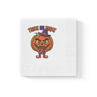 Jack-o'-Lantern Trick or Treat Napkins | Halloween Paper Cocktail Napkins 2