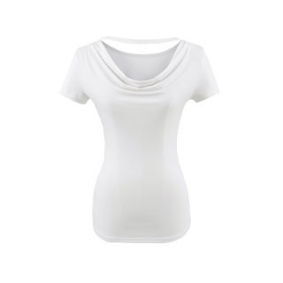 Swing Collar Pleated Short Sleeve T-Shirt | Round Neck 4