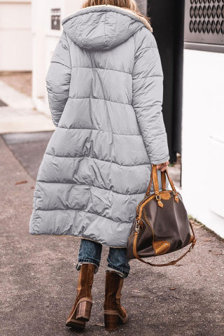 Casual Color-Block Hooded Cotton Coat, Reversible 6