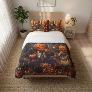 Jack-o'-Lantern Family Halloween Quilt Cover Set