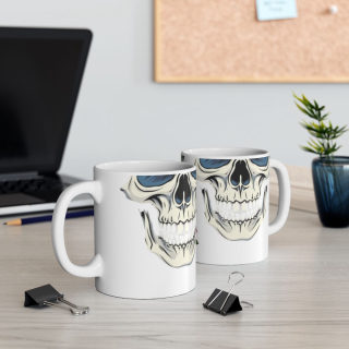 Skull and Roses Ceramic Mug | Floral Skull Coffee Mug 12