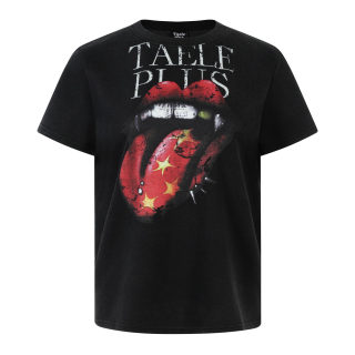 Rock Style Red Lip Print T-Shirt | Unisex Washed Distressed