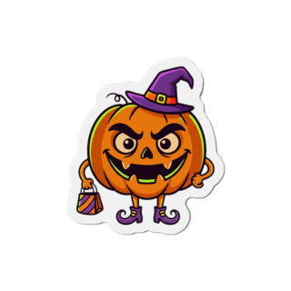 Witch Hat Pumpkin Die Cut Magnet | Halloween Jack-o'-Lantern Sticker Magnet 2