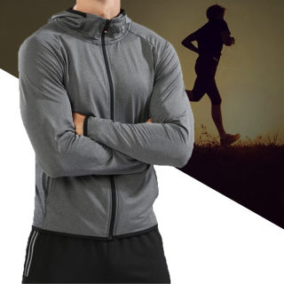 BARBOK Men's Compression Running Jacket with Hood 2