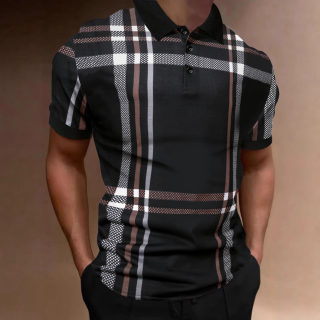 Geometric Print Polo Shirt | Large Size Short Sleeve 2
