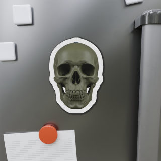 Olive Skull Die-Cut Magnet | Realistic Skull Refrigerator Magnet 6