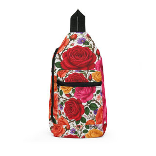 Red Rose Floral Sling Bag | Vintage Garden Print