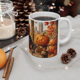 Pumpkin Head Banker Mug | Halloween Fall Autumn Ceramic Coffee Cup 11