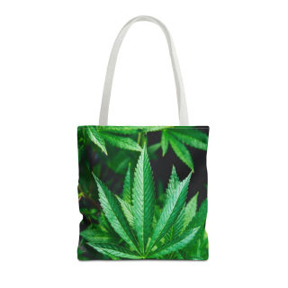 Green Cannabis Leaf Tote Bag | All-Over Print Hemp Plant Design 8