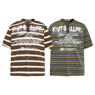 Contrast Striped Henley Collar T-Shirt 3