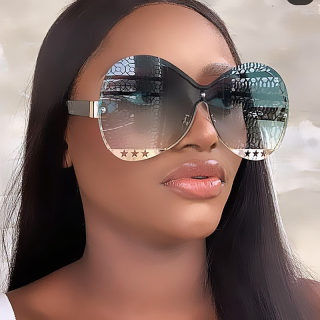 Five-Star Metal Detail Gradient Fashion Sunglasses